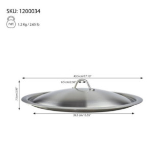 Capac profesional din inox pentru cratițe și oale medii, compatibil cu utilizare intensă în bucătării comerciale, 40 cm