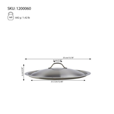 Capac profesional, din  Inox, pentru oale și cratițe, robust, potrivit pentru uz intensiv în restaurante și cantine, 32 cm