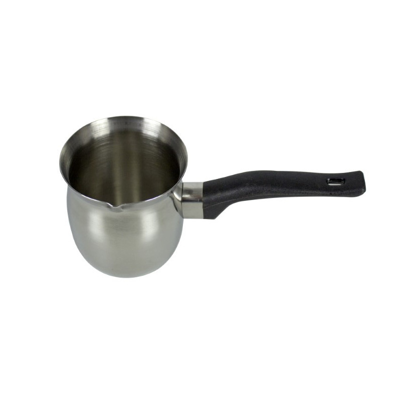 Ibric din inox pentru aragaz, cu fantă de scurgere și mâner din ebonită, ideal pentru prepararea ceaiului și cafelei, 250 ml