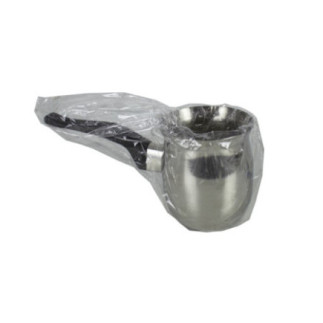 ibric din inox cu mâner negru din ebonită ambalat în pungă transparentă