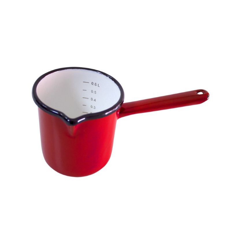 Ibric emailat, cu interior gradat și mâner confortabil, perfect pentru încălzirea apei, prepararea ceaiului și cafelei, 600 ml