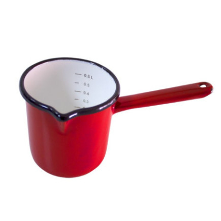 Ibric emailat, cu interior gradat și mâner confortabil, perfect pentru încălzirea apei, prepararea ceaiului și cafelei, 600 ml