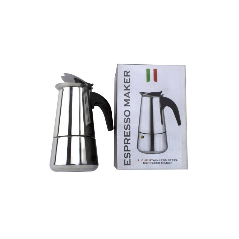 Cafetieră moka din inox pentru aragaz, aparat de cafea manual ideal pentru prepararea rapidă a 2 cești de cafea espresso, 150 ml