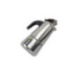 espresor pentru aragaz de 150 ml din inox argintiu și mâner negru cu capacul semi-deschis