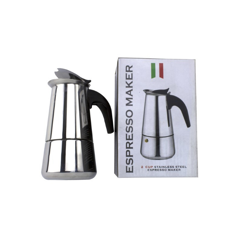 Cafetieră moka din inox pentru aragaz, aparat de cafea manual ideal pentru prepararea rapidă a 4 cești de cafea espresso, 200 ml