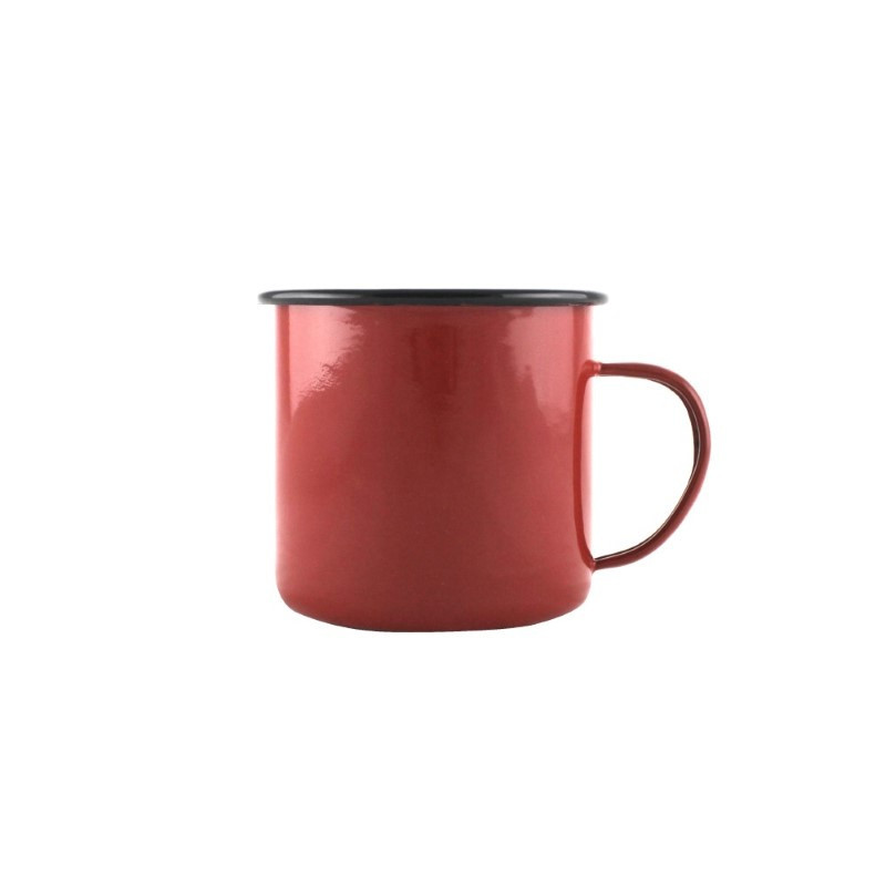 Cană emailată roșie, smălțuită, diametru 10cm, rezistentă și durabilă perfectă pentru uz zilnic în bucătărie sau camping, 700 ml