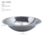 farfurie adâncă din inox 22 cm cu specificații despre capacitate și dimensiuni marcate prin săgeți
