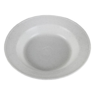 farfurie pentru supă adâncă din plastic cu margini largi și bordură rotunjită văzută de sus