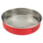 sită pentru cernut făină rotundă din inox de 27 cm cu etichetă roșie cu buline albe