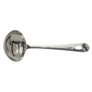 polonic mic pentru servit din inox lucios cu mâner plat cu agățătoare