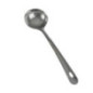 polonic din inox detaliu pe mânerul plat cu orificiu pentru agățat