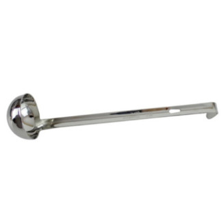 polonic din inox cu mâner îngust și curbat la capăt
