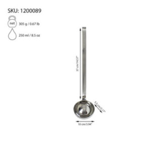 polonic profesional din inox cu informații despre dimensiune capacitate și greutate