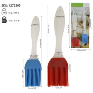 set 2 pensule de bucătărie pentru uns din silicon pentru patiserie cu dimensiuni și ambalaj