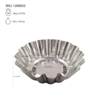 formă ondulată rotundă pentru copt cu specificații despre dimensiuni marcate prin săgeți