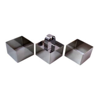 Set forme pătrate din inox, cu capac, esențialele pentru un plating profesional și aranjarea garniturilor în farfurii, 3 buc