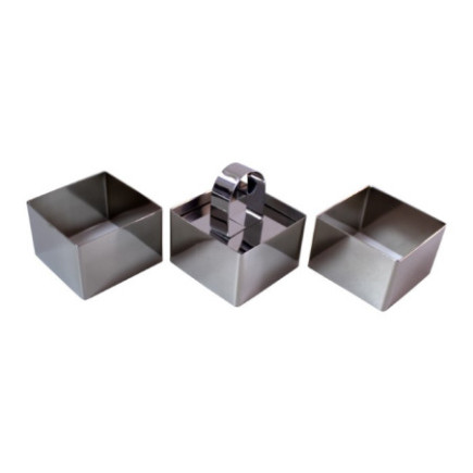 Set forme pătrate din inox, cu capac, esențialele pentru un plating profesional și aranjarea garniturilor în farfurii, 3 buc