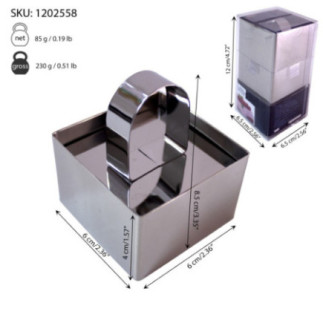 set de 3 forme culinare pătrate pentru aranjat și montat mâncarea în farfurii și informații despre dimensiuni