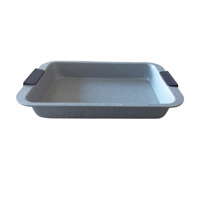 Tavă de copt dreptunghiulară, cu strat antiaderent și mânere din silicon, design modern cu finisaj granit, 36.5x24.5 cm