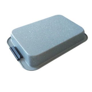 tavă dreptunghiulară pentru copt cu mâner din silicon întoarsă cu fundul în sus