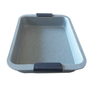 tavă de copt prăjituri cu înveliș granit și mânere din silicon