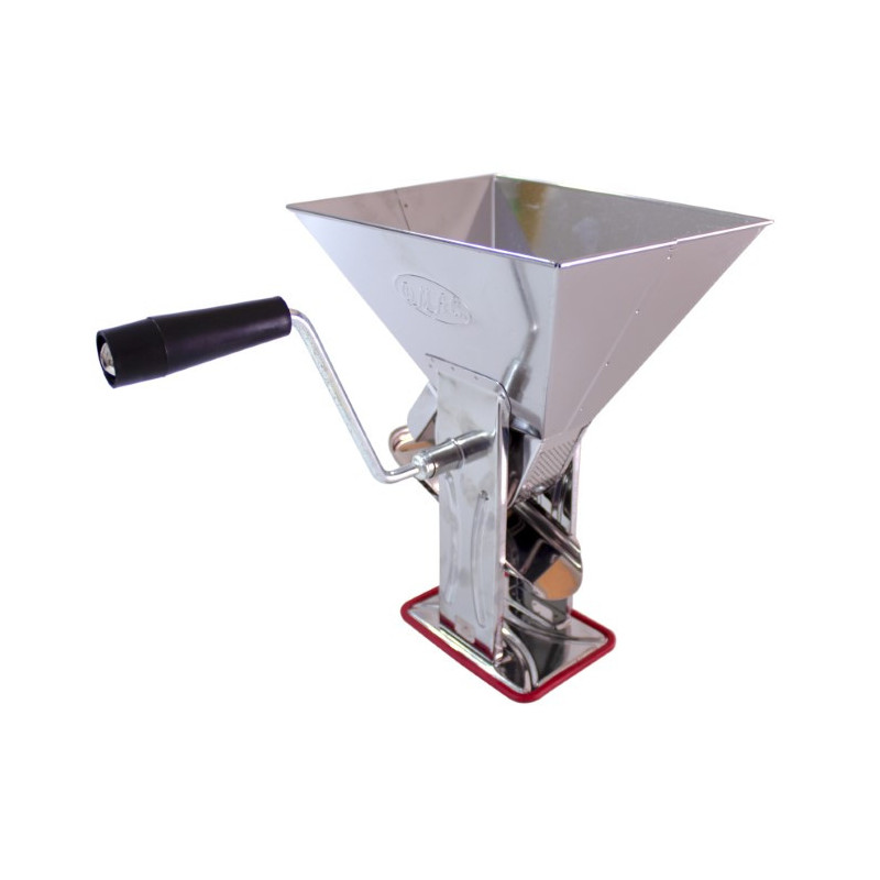 Mașină de tocat roșii din inox, cu manivelă și prindere de masă, sită pentru separarea sâmburilor, ideală pentru pasta de tomate