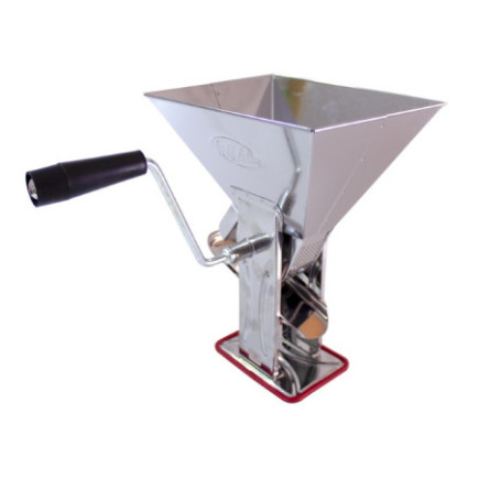 Mașină de tocat roșii din inox, cu manivelă și prindere de masă, sită pentru separarea sâmburilor, ideală pentru pasta de tomate