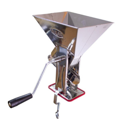 Mașină de tocat roșii din inox, cu manivelă și prindere de masă, sită pentru separarea sâmburilor, ideală pentru pasta de tomate