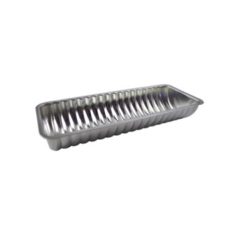 formă de copt dreptunghiulară lată și ondulată din tablă cositorită