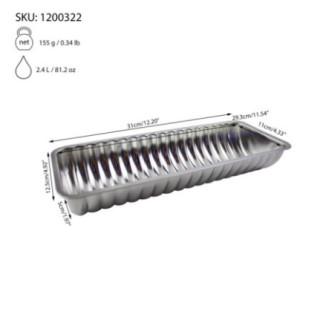 formă ondulată lată cu informații despre dimensiuni marcate prin săgeți