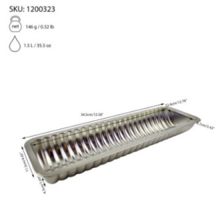 formă de copt cozonaci ondulată îngustă din metal și informații despre dimensiuni și capacitate
