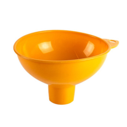Pâlnie din plastic cu mâner ergonomic și orificiu de scurgere lat, ideală pentru gemuri, sosuri și compoziții dense