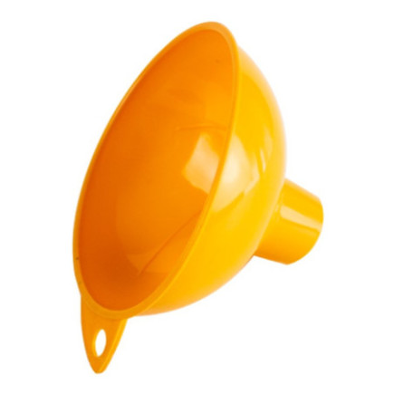 Pâlnie din plastic cu mâner ergonomic și orificiu de scurgere lat, ideală pentru gemuri, sosuri și compoziții dense