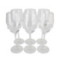 set de șase pahare pentru vin alb cu picior și cupă ușor bombată și alungită aranjate pe două rânduri