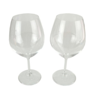 două pahare din cristal cu cupe mari pe picior pentru vin roșu