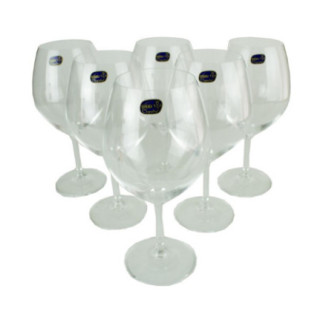 set 6 pahare cu picior și cupe bombate largi pentru vin roșu