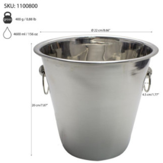 frapieră inox pentru gheață cu specificații despre greutate capacitate și dimensiuni