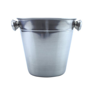 frapieră mică din inox cu două mânere pentru servit cuburi de gheață la masă