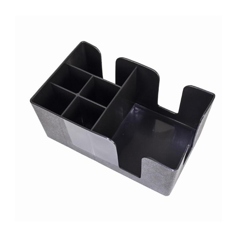 Organizator cu 6 compartimente pentru accesorii esențiale de bar, ustensile, paie, șervețele și umbreluțe, Bar caddy din plastic
