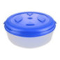 caserolă din plastic rotundă joasă cu capac albastru pentru depozitare alimente