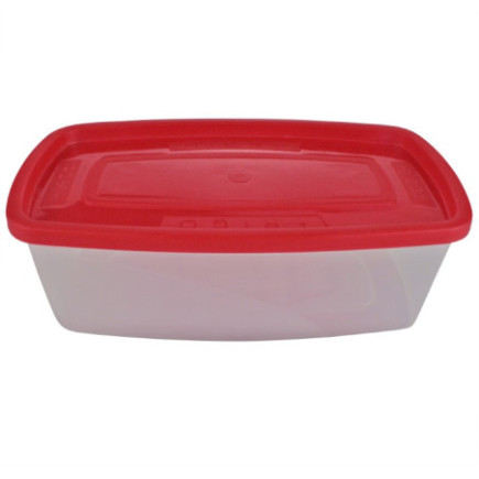 caserolă ovală pentru depozitat alimente din plastic cu capac roșu