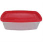 caserolă ovală pentru depozitat alimente din plastic cu capac roșu