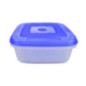 caserolă pentru alimente pătrată joasă din plastic cu capac albastru