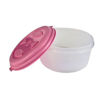 Caserolă pentru alimente, rotundă, cu capac bine fixat, pentru depozitat și transport, compatibil microunde și congelator, 1L