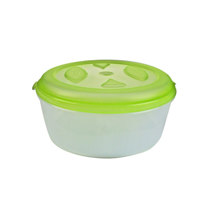 Caserolă pentru alimente, rotundă, cu capac bine fixat, pentru depozitat și transport, compatibil microunde și congelator, 2.2L