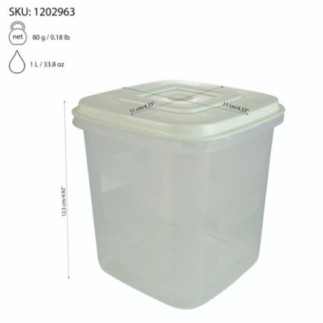 cutie dreptunghiulară înaltă din plastic cu capac și informații despre dimensiuni