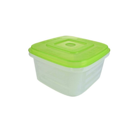 caserolă pentru alimente pătrată din plastic cu capac verde