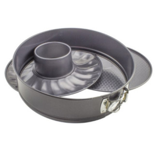 formă rotundă pentru copt chec din teflon cu pereți detașabili și două modele de funduri interschimbabile