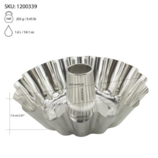 formă rotundă pentru copt guguluf cu pereți ondulați și tub în mijloc cu dimensiuni produs