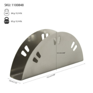 suport pentru șervețele din inox cu informații despre dimensiuni și greutate